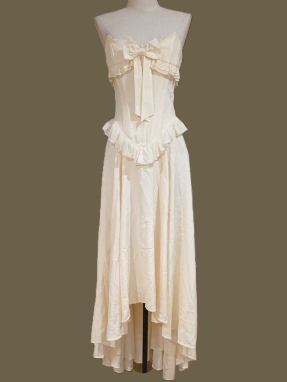 For Love & Lemons Strapless Cream Ruffle High-Low Dress - Picture 5 of 16